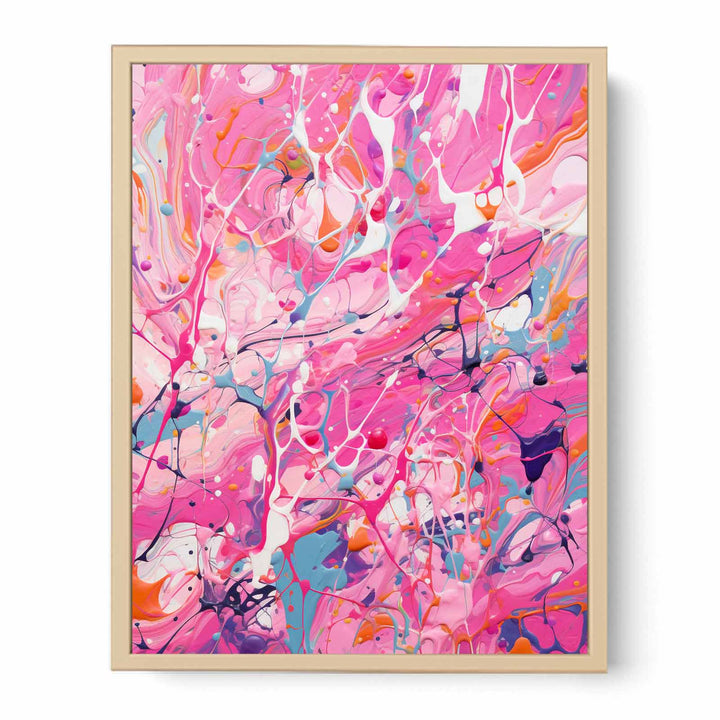 Pink Dripping Color Painting  Streched canvas