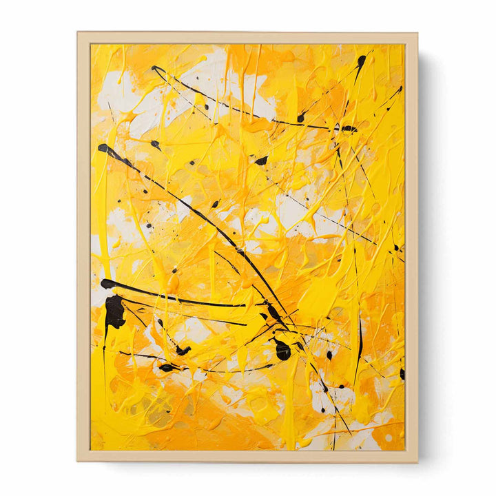 Painting Yellow Color Drips   Streched canvas