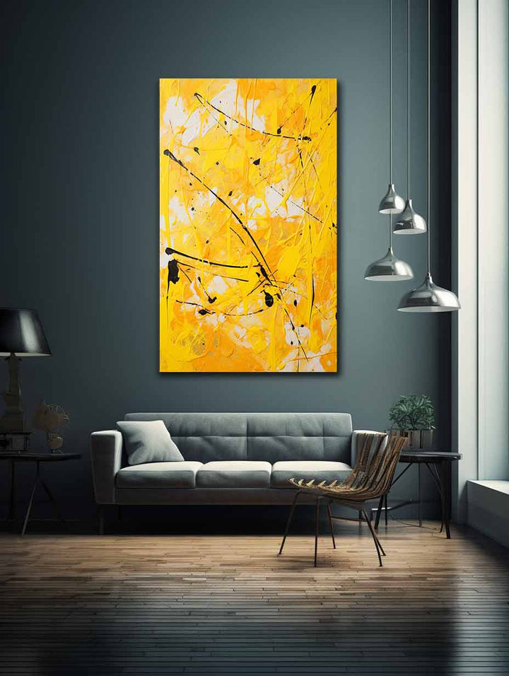 Painting Yellow Color Drips  Painting