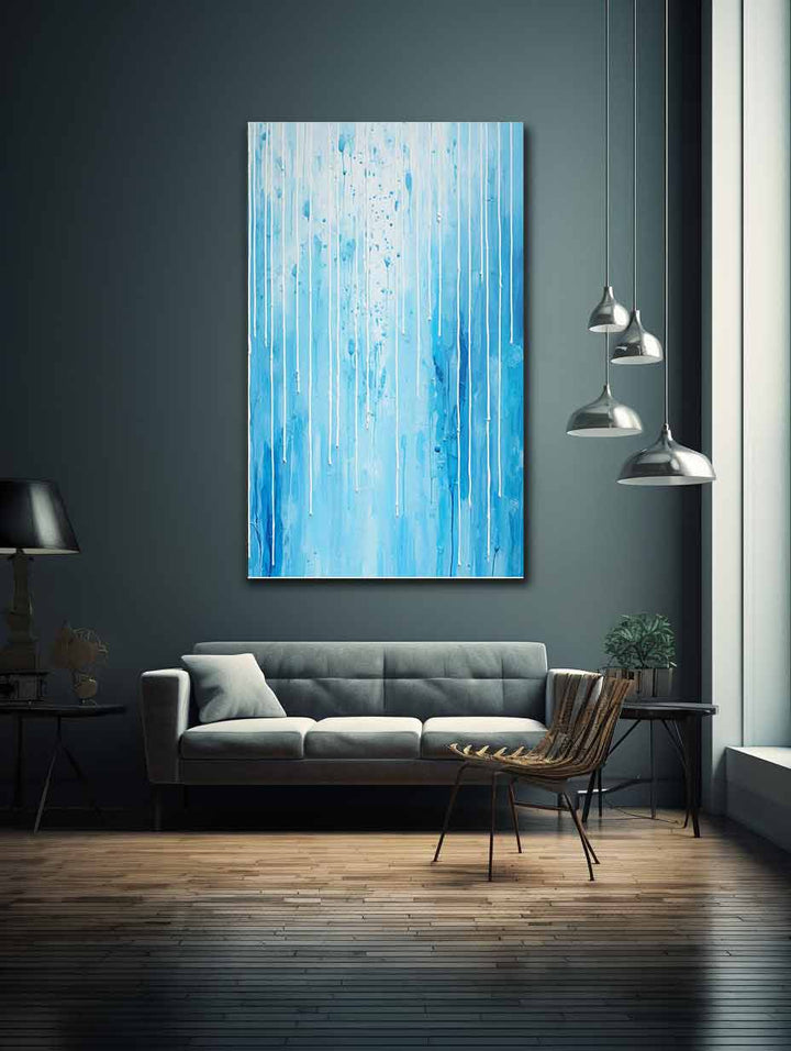 Blue Color Drip Art Painting