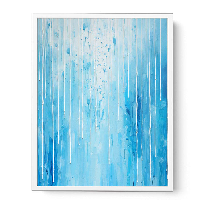 Blue Color Drip Art Framed Print