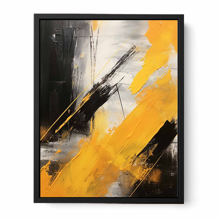 Yellow Black Abstract Painting  Canvas Print