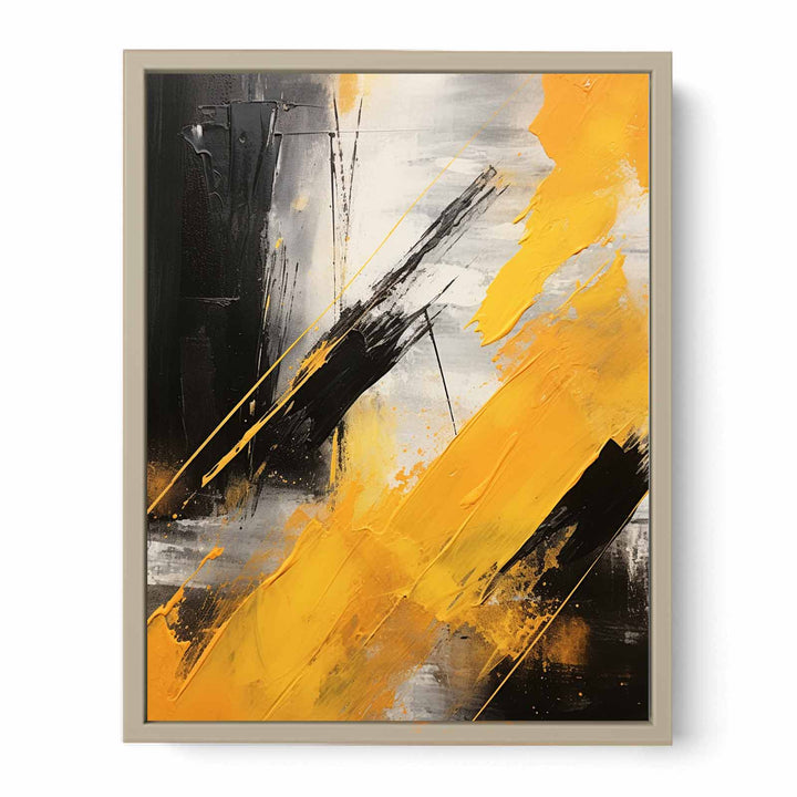 Yellow Black Abstract Painting  Art Print