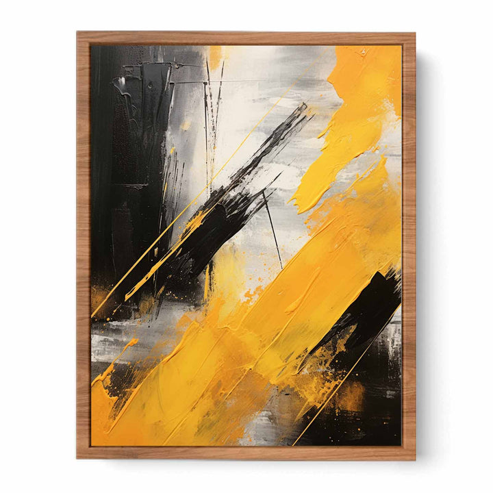 Yellow Black Abstract Painting Poster