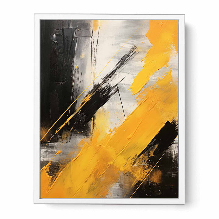 Yellow Black Abstract Painting Framed Print