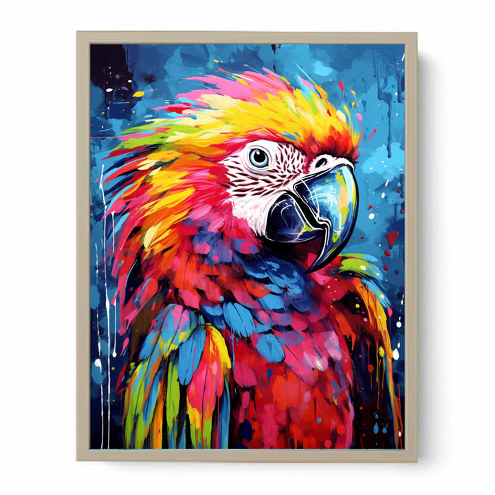 Parrot Dripping Color Painting Framed Print
