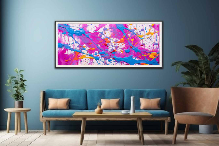 Blue Purple Dripping Color Painting 