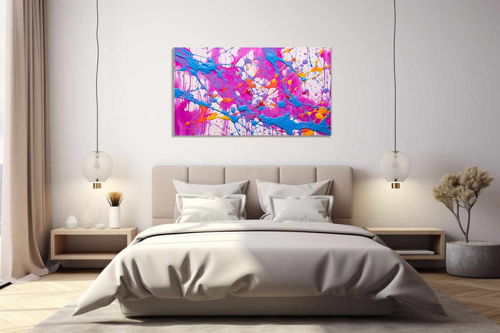 Blue Purple Dripping Color Painting 
