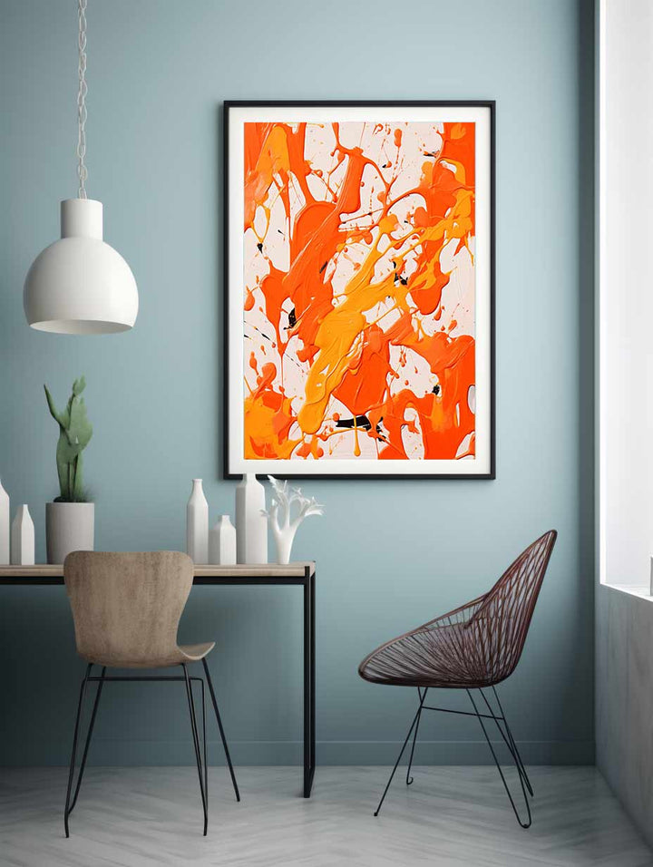 Orange Art Dripping Color Painting 