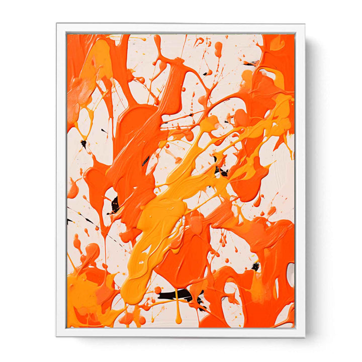 Orange Art Dripping Color Painting Framed Print