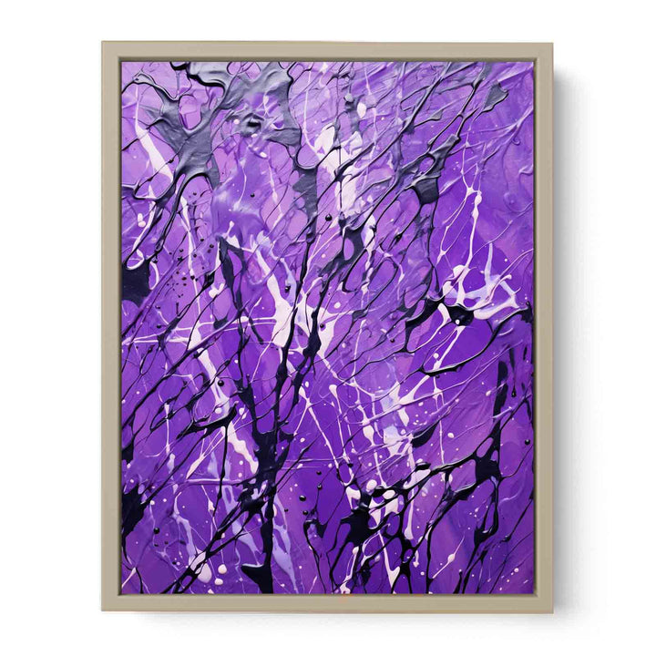 Purple Art Dripping Color Painting Framed Print
