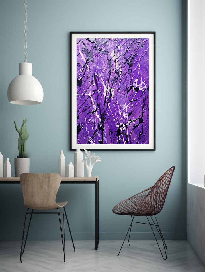 Purple Art Dripping Color Painting 