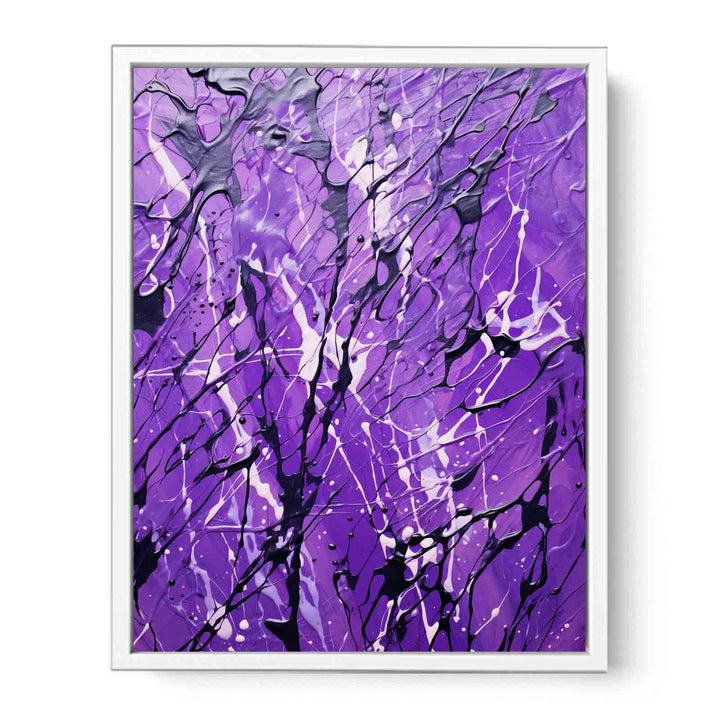 Purple Art Dripping Color Painting Framed Print