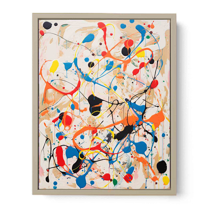 White Art Dripping Color Painting Framed Print
