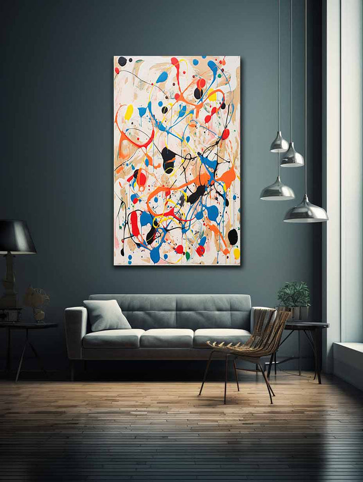White Art Dripping Color Painting 