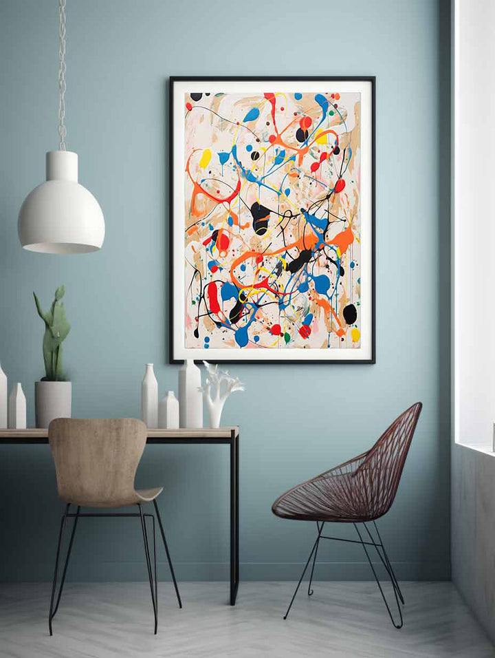 White Art Dripping Color Painting 