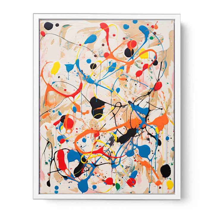 White Art Dripping Color Painting  Canvas Print