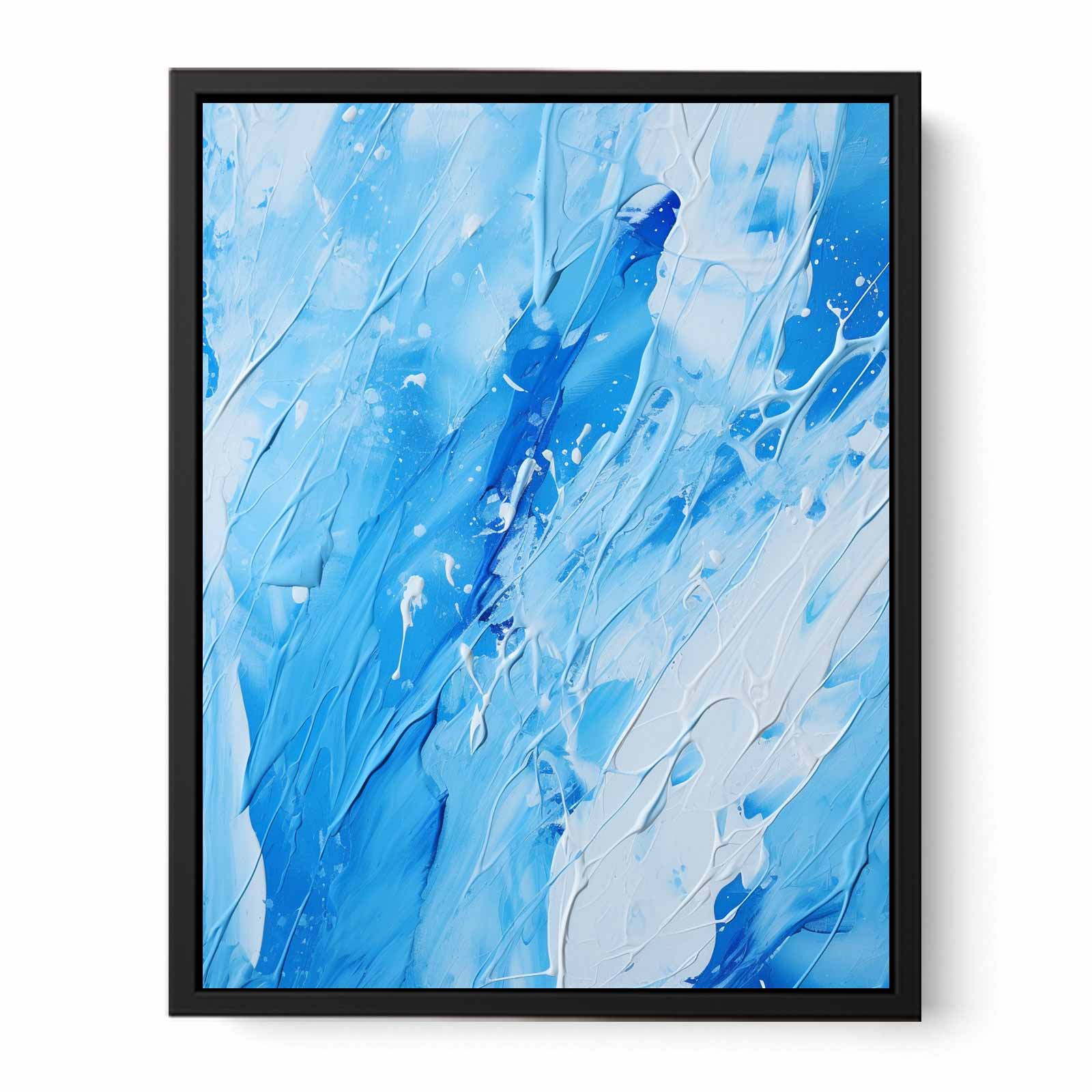 Blue White Drip Painting   Canvas Print