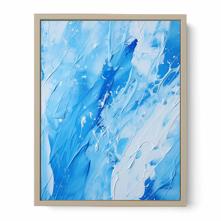 Blue White Drip Painting   Art Print