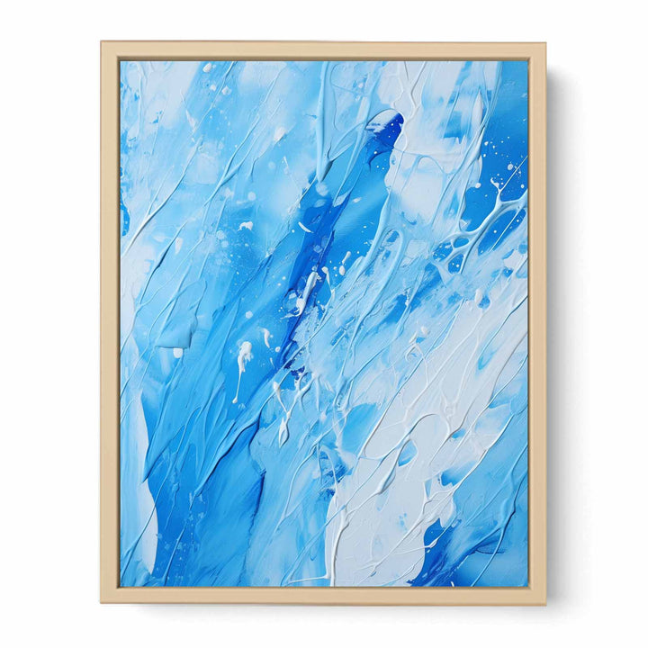 Blue White Drip Painting   Streched canvas