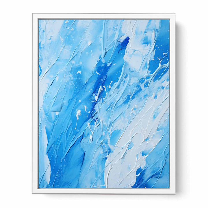 Blue White Drip Painting  Framed Print