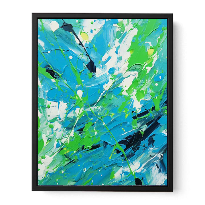 Green Blue  Drip  Painting  Canvas Print