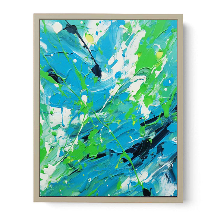 Green Blue  Drip  Painting  Art Print