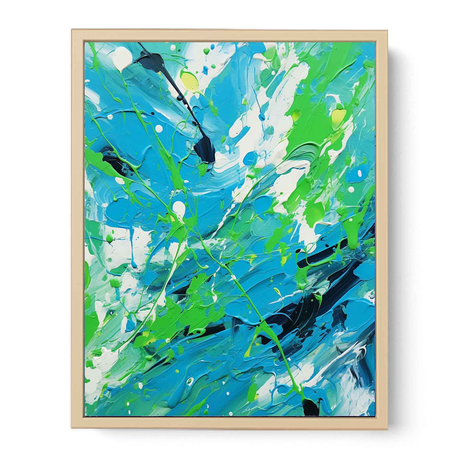 Green Blue  Drip  Painting  Streched canvas