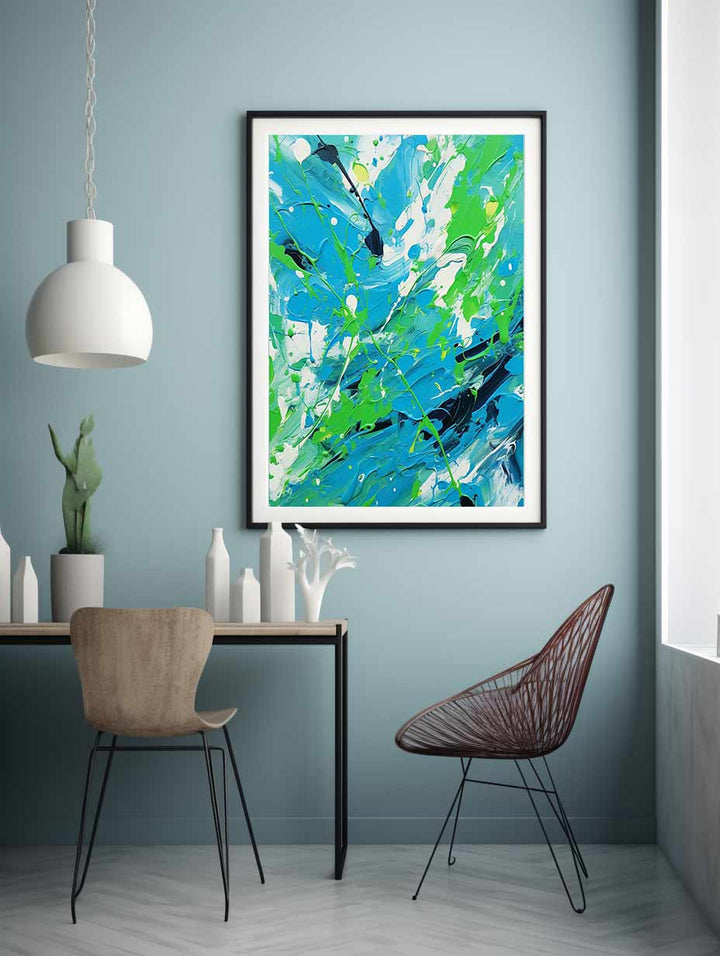 Green Blue  Drip  Painting
