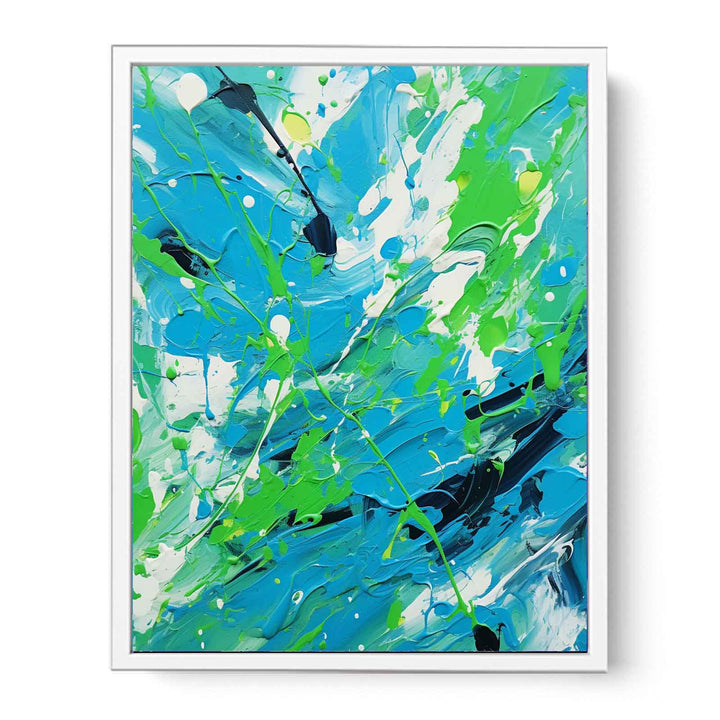 Green Blue  Drip  Painting Framed Print