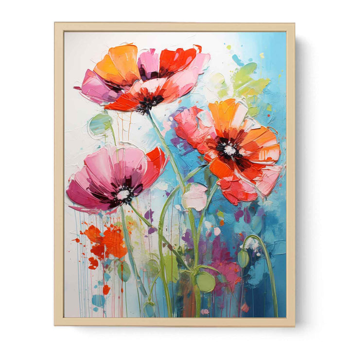 Flower Dripping Color Painting  Poster
