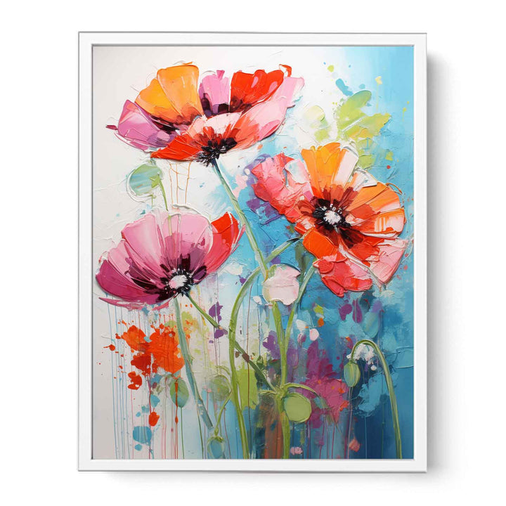 Flower Dripping Color Painting  Canvas Print