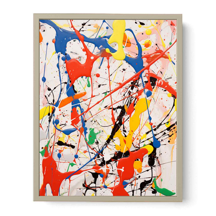 White Dripping Color Painting Framed Print