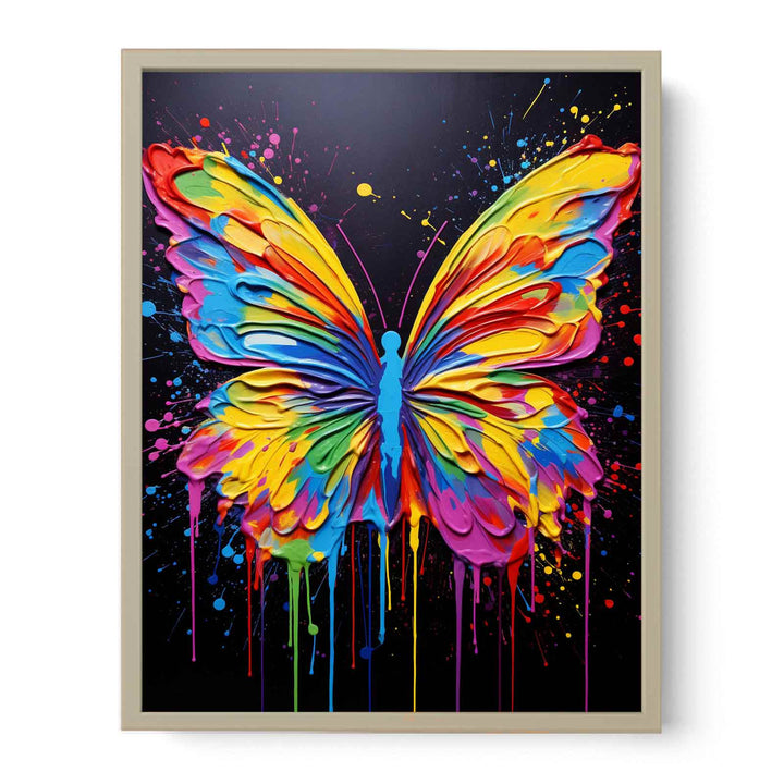 Painting Butterfly Color Drips  Framed Print