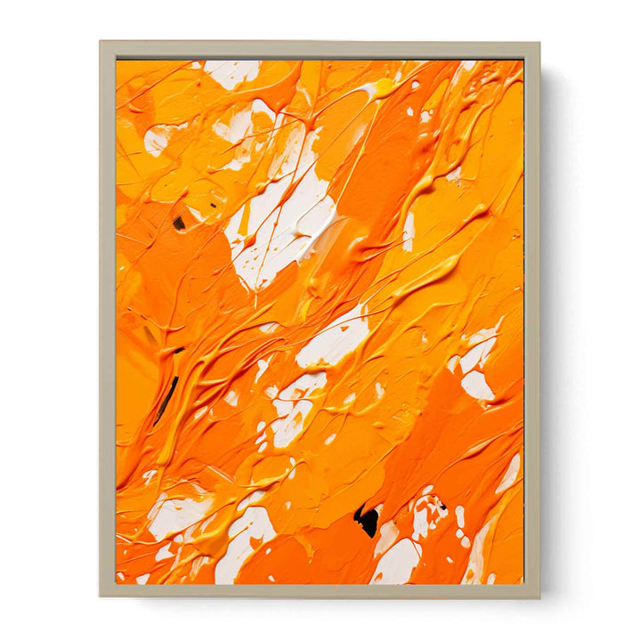 Orange Dripping Color Painting Framed Print