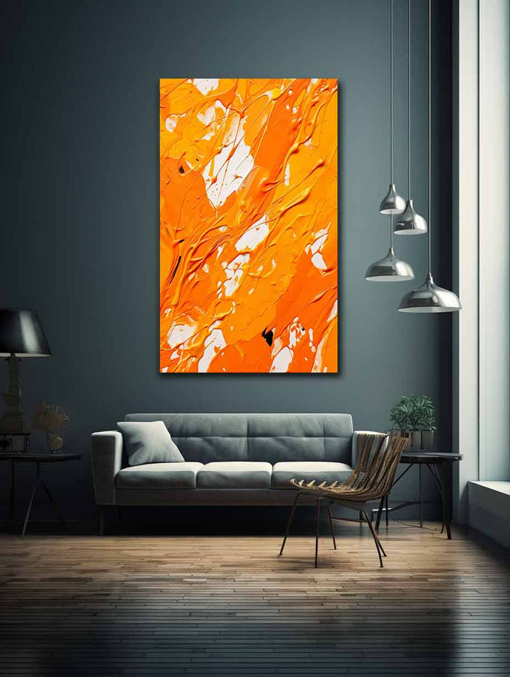 Orange Dripping Color Painting 