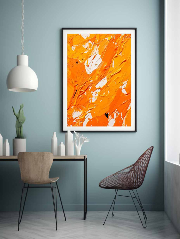 Orange Dripping Color Painting 