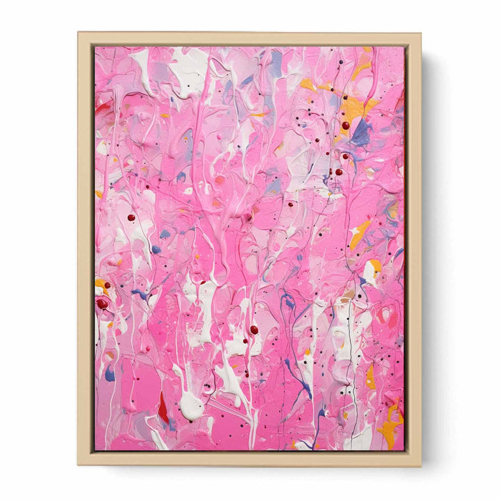 Pink  Drip  Painting  Streched canvas