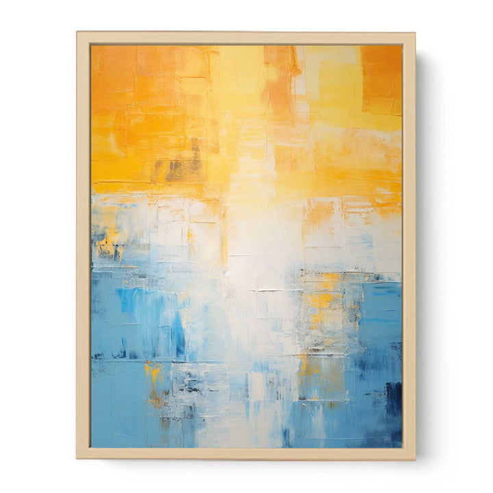 Yellow Blue Abstract Painting  Streched canvas
