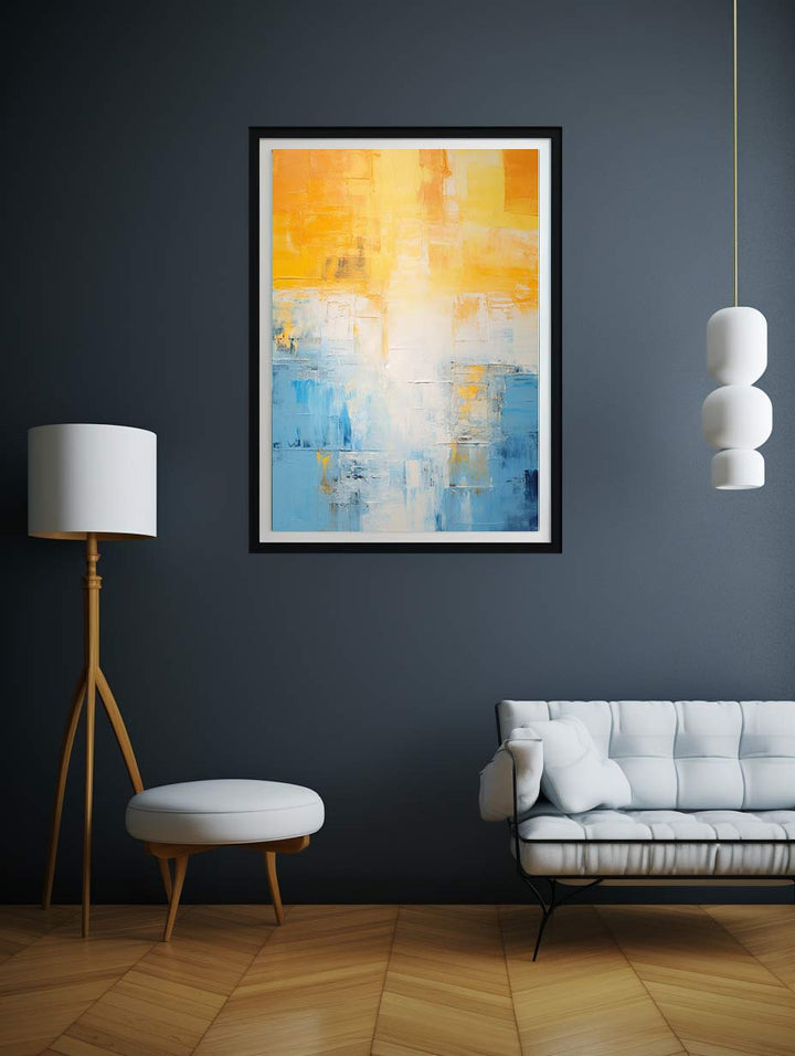 Yellow Blue Abstract Painting