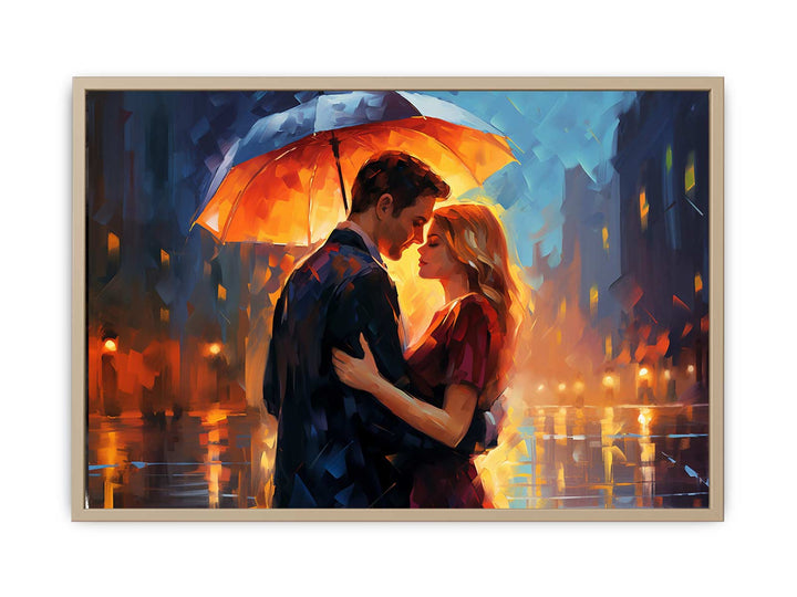 Couple Umbrella Art Painting-1 Framed Print