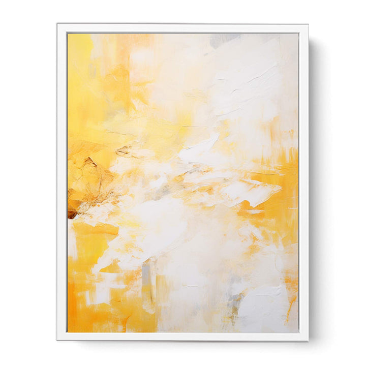 White Yellow Abstract Painting Framed Print