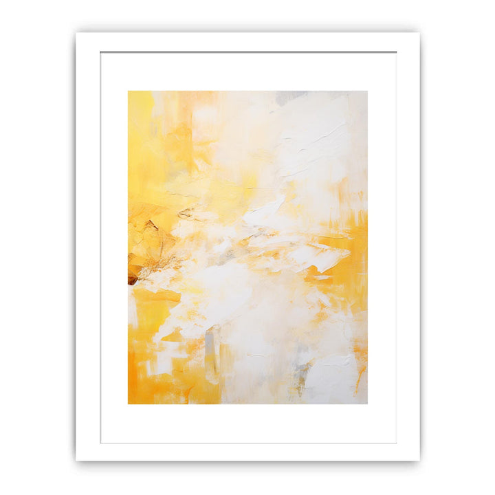 White Yellow Abstract Painting  Poster