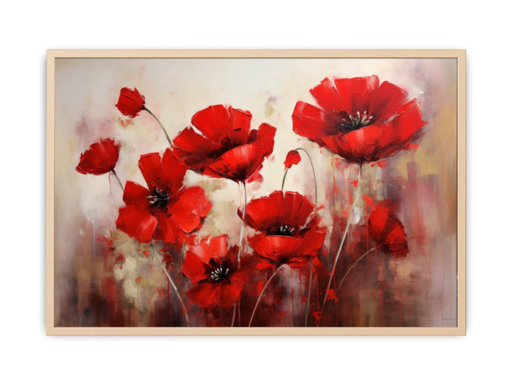 Red Flower Art Painting   Streched canvas