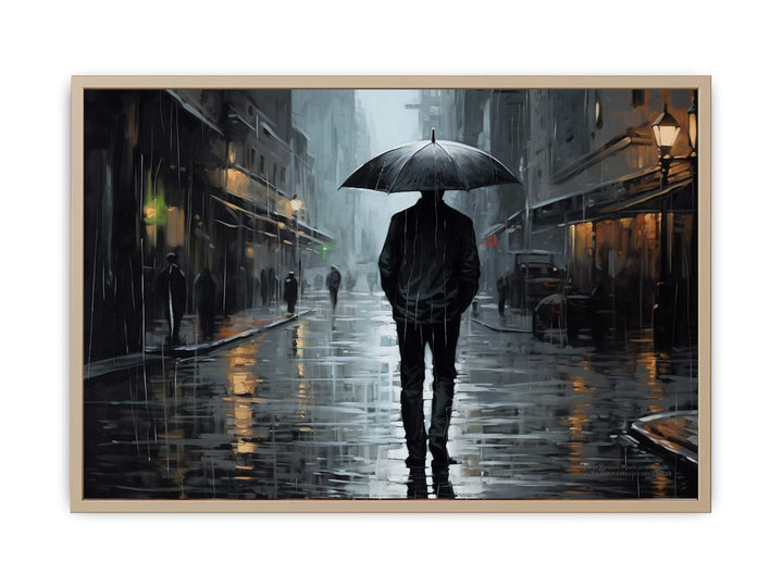  Man Umbrella Art Painting  Framed Print