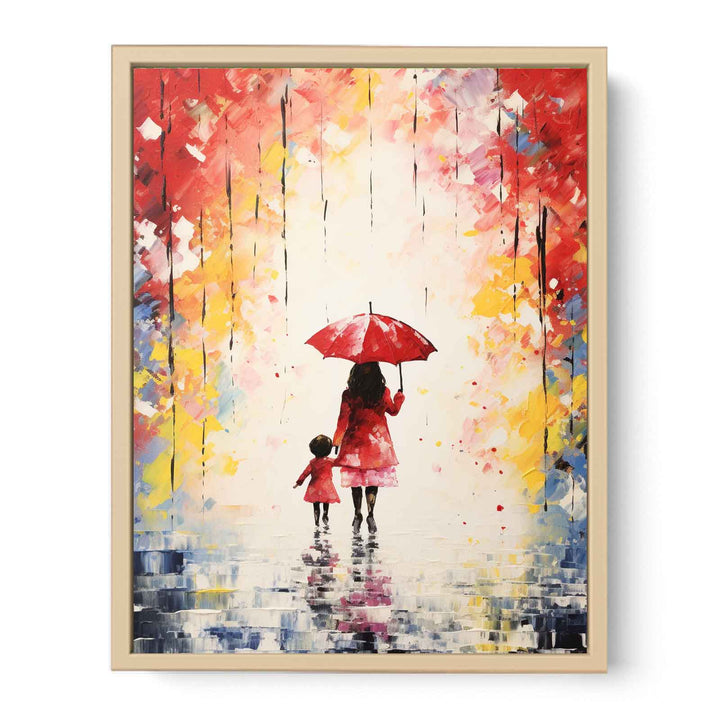 Kid Umbrella Art Painting   Poster