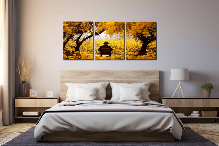 Me & Yellow Flowers in Autumn Painting