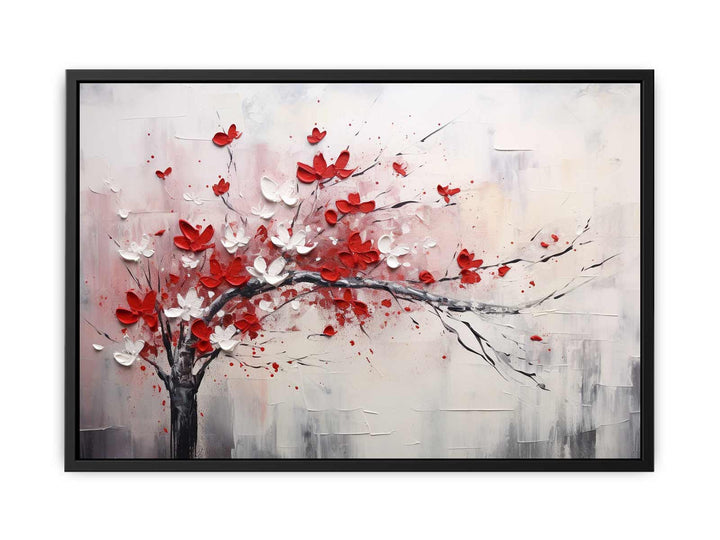 Red White Tree Abstract  Canvas Print