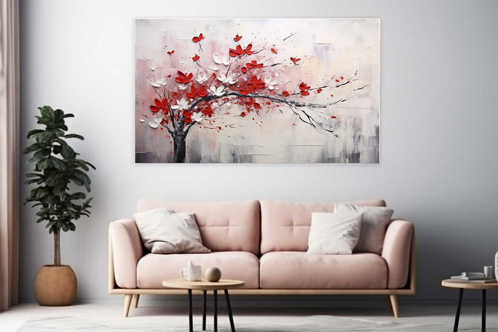 Red White Tree Abstract Painting