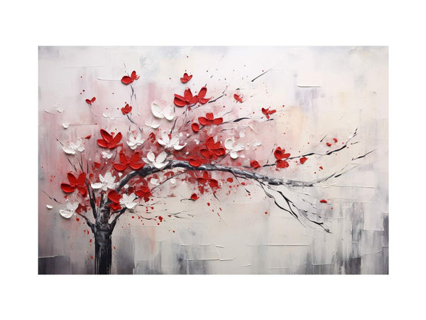 Red White Tree Abstract